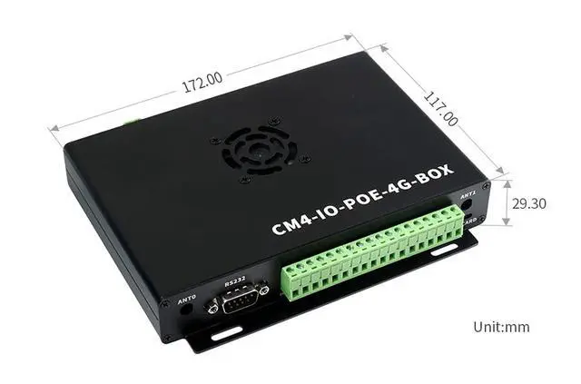 Alt view image 6 of 7 - Industrial IoT Mini-Computer Based On for Raspberry Pi Compute Module 4 (CM4 NOT Included), Rich Connectors,Cooling Fan Included, PoE, 5G/4G, Metal Case