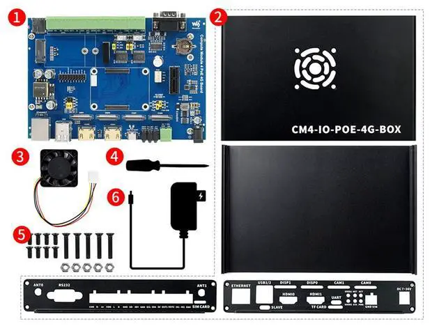 Alt view image 7 of 7 - Industrial IoT Mini-Computer Based On for Raspberry Pi Compute Module 4 (CM4 NOT Included), Rich Connectors,Cooling Fan Included, PoE, 5G/4G, Metal Case
