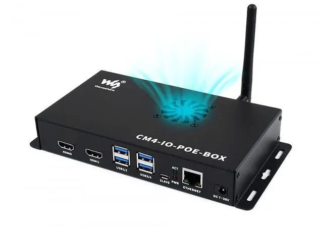 Main image of PoE Mini-Computer Based on for Raspberry Pi Compute Module 4 (CM4 NOT Included), Rich Peripheral Connectors, Metal Case, Cooling Fan Inside