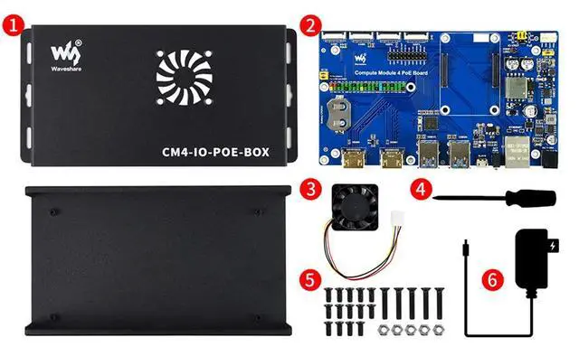 Alt view image 6 of 7 - PoE Mini-Computer Based on for Raspberry Pi Compute Module 4 (CM4 NOT Included), Rich Peripheral Connectors, Metal Case, Cooling Fan Inside