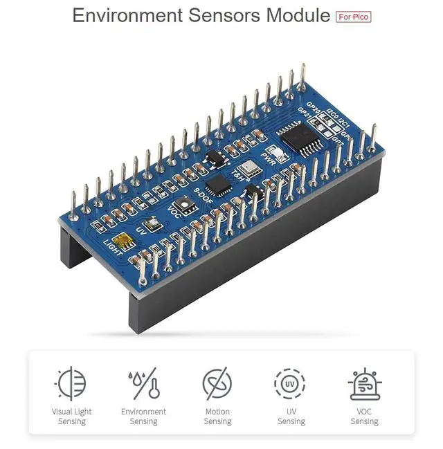 Alt view image 4 of 7 - Environment Sensors Module for Raspberry Pi Pico Series, I2C Bus, Onboard TSL25911FN Light Sensor,BME280 Sensor,ICM20948 Motion Sensor,etc