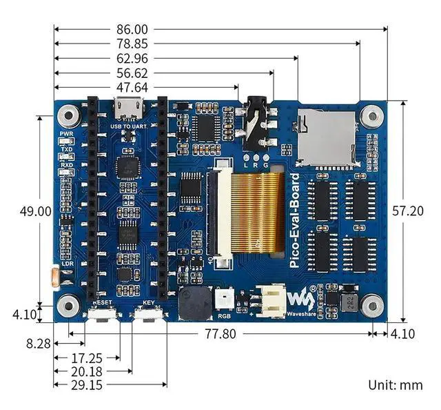 Alt view image 7 of 7 - Overall Evaluation Board Designed for Raspberry Pi Pico,65K Colorful IPS Touch Screen, Misc Onboard Components for Easily Evaluating The RP2040