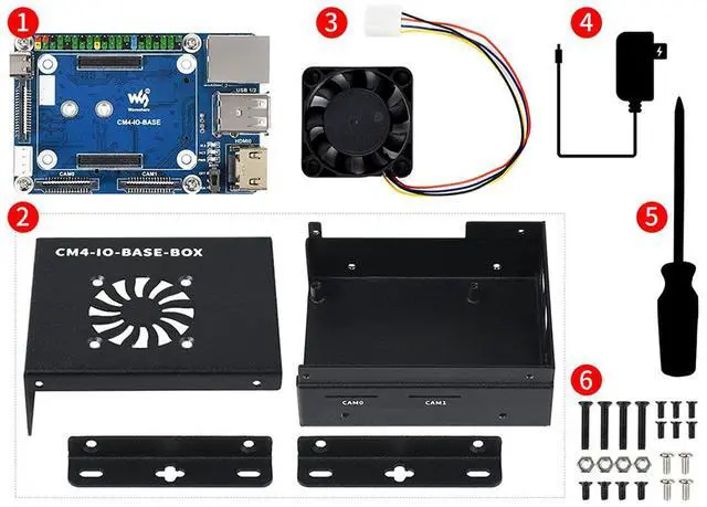 Alt view image 6 of 7 - Mini-Computer Based On Pi Compute Module 4 (CM4 NOT Included), Mini IO Board Full Version,Cooling Fan Inside, Metal Case Cov