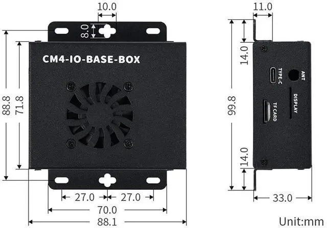 Alt view image 7 of 7 - Mini-Computer Based On Pi Compute Module 4 (CM4 NOT Included), Mini IO Board Full Version,Cooling Fan Inside, Metal Case Cov