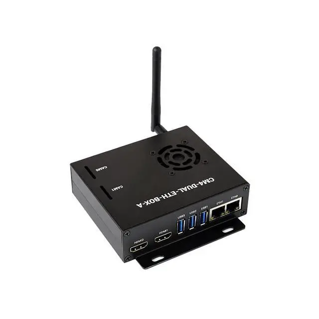 Alt view image 2 of 7 - Dual Gigabit Ethernet(ETH) Mini-Computer Based On for Raspberry Pi Compute Module 4 (CM4 NOT Included), with Cooling Fan, Metal Case