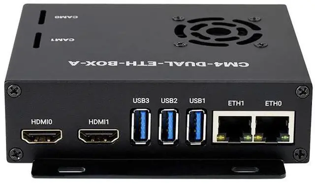 Main image of Dual Gigabit Ethernet(ETH) Mini-Computer Based On for Raspberry Pi Compute Module 4 (CM4 NOT Included), with Cooling Fan, Metal Case