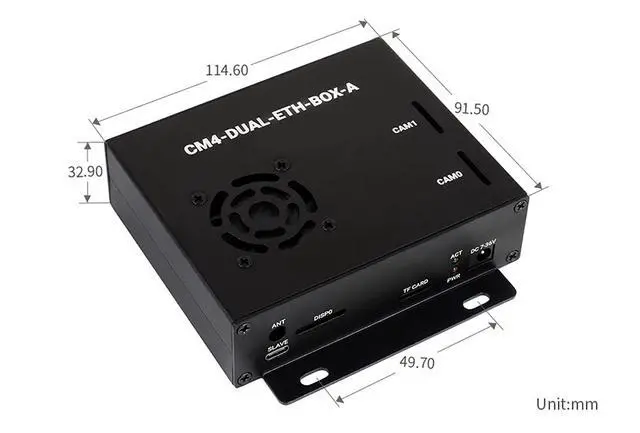 Alt view image 7 of 7 - Dual Gigabit Ethernet(ETH) Mini-Computer Based On for Raspberry Pi Compute Module 4 (CM4 NOT Included), with Cooling Fan, Metal Case