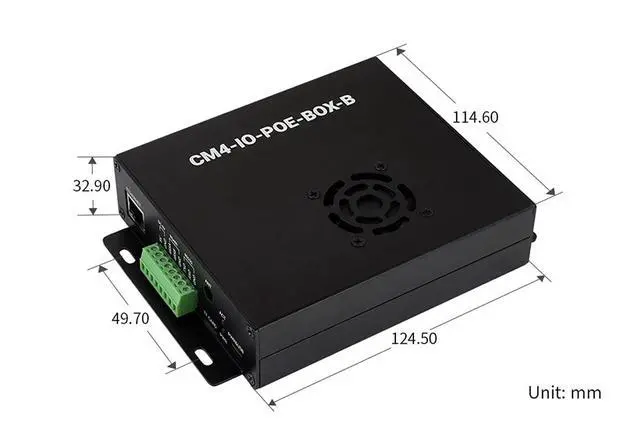 Alt view image 7 of 7 - PoE Mini-Computer (Type B) Based On Pi Compute Module 4 (CM4 NOT Included), with Cooling Fan, Metal Case Cover, Rich Connectors