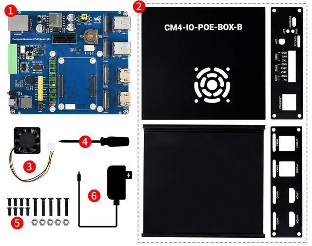 Alt view image 6 of 7 - PoE Mini-Computer (Type B) Based On Pi Compute Module 4 (CM4 NOT Included), with Cooling Fan, Metal Case Cover, Rich Connectors