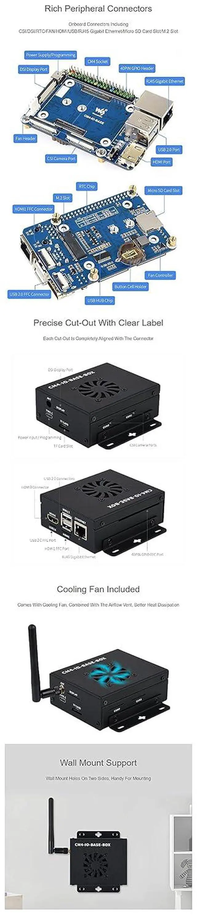 Alt view image 4 of 7 - CM4-IO-BASE-BOX-B + USB HDMI Adapter, for Raspberry Pi Compute Module 4 Easy to Build Your Pi CM4 Mini PC