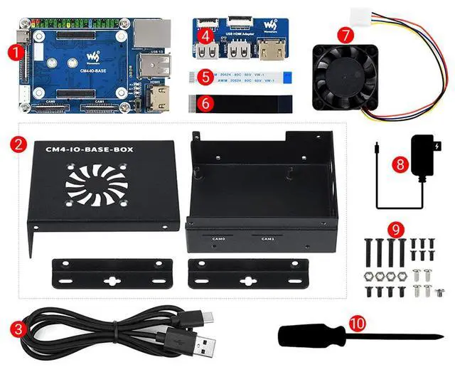 Alt view image 6 of 7 - CM4-IO-BASE-BOX-B + USB HDMI Adapter, for Raspberry Pi Compute Module 4 Easy to Build Your Pi CM4 Mini PC