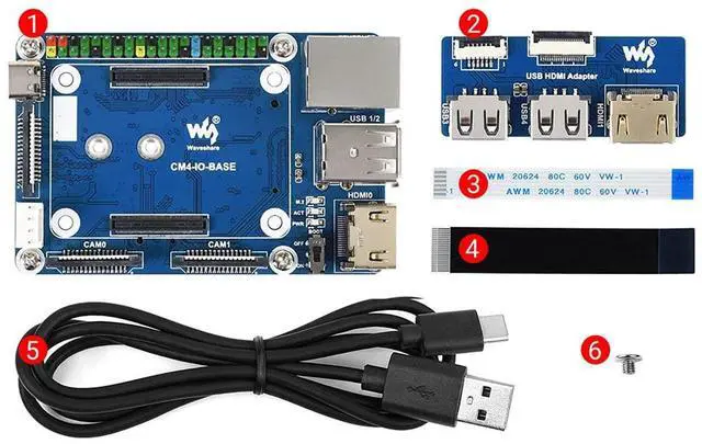 Alt view image 7 of 7 - CM4-IO-BASE-B + USB HDMI Adapter, for Raspberry Pi Compute Module 4 More USB and HDMI Connectors Via FFC