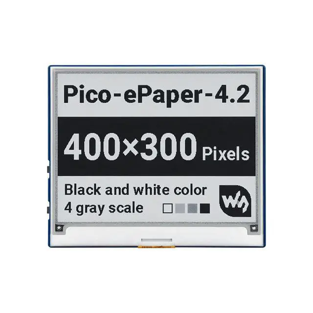 Alt view image 2 of 7 - 4.2inch E-Paper E-Ink Display Module for Raspberry Pi Pico Series, Wide Viewing Angle, Black/White Two Color, 400×300 Pixels, SPI Interface