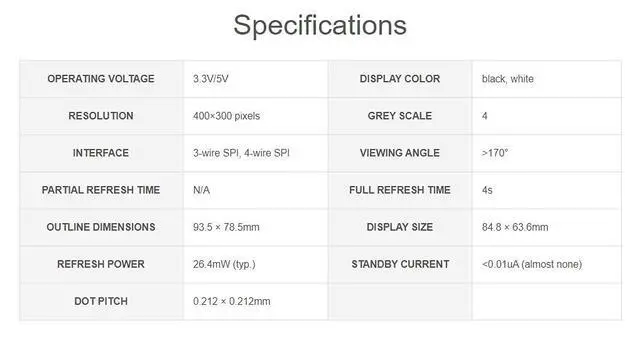 Alt view image 5 of 7 - 4.2inch E-Paper E-Ink Display Module for Raspberry Pi Pico Series, Wide Viewing Angle, Black/White Two Color, 400×300 Pixels, SPI Interface