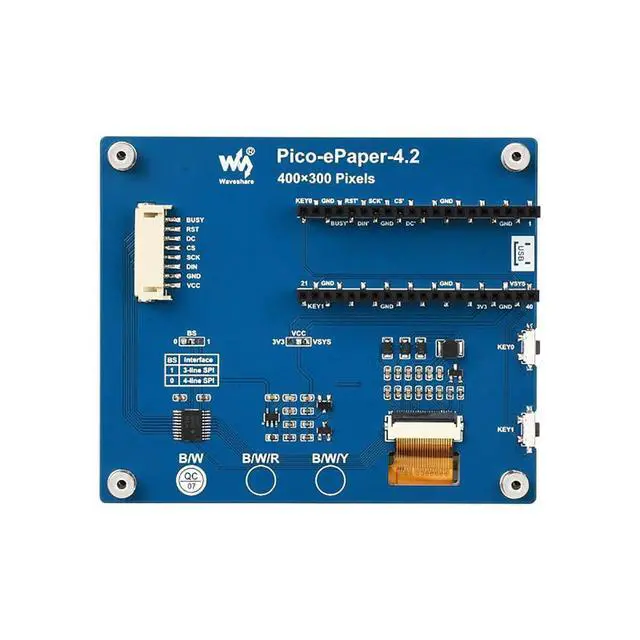 Alt view image 3 of 7 - 4.2inch E-Paper E-Ink Display Module for Raspberry Pi Pico Series, Wide Viewing Angle, Black/White Two Color, 400×300 Pixels, SPI Interface