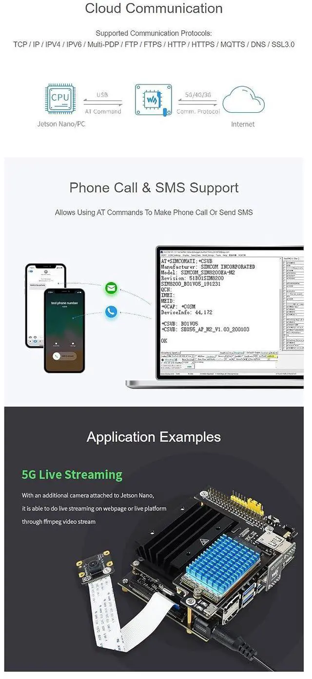 Alt view image 6 of 7 - SIM8200EA-M2 5G Module for Jetson Nano, Support 5G/4G/3G, Snapdragon X55,Multi Mode Multi Band,for Regions with 5G Sub-6G Signal Coverage