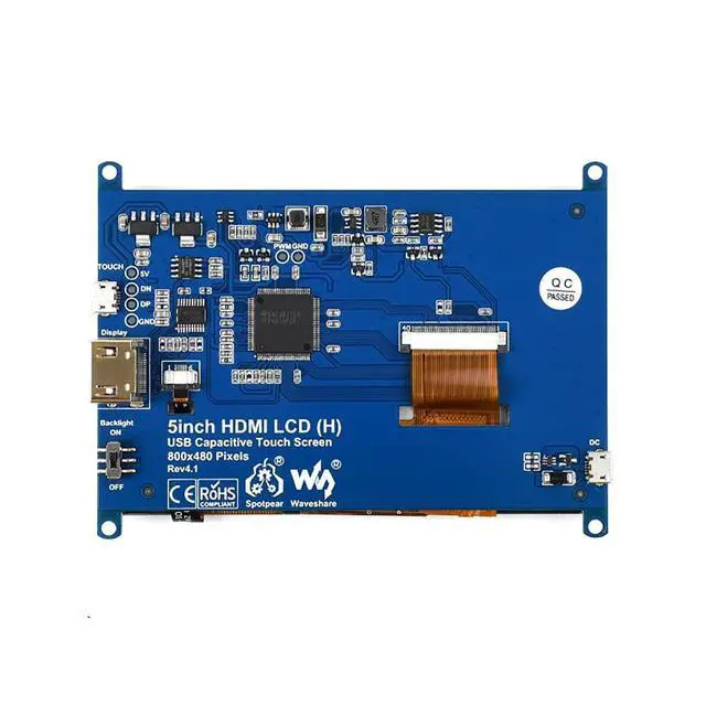 Alt view image 2 of 7 - 5inch Capacitive Touch Screen LCD (H) Slimmed-Down Version for Raspberry Pi & PC, 800×480, HDMI, Toughened Glass Panel, Low Power Consumption
