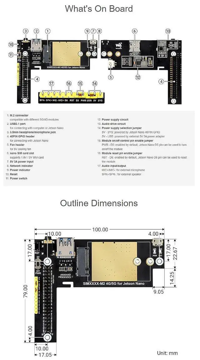 Alt view image 7 of 7 - SIM8200EA-M2 5G Module for Jetson Nano, Support 5G/4G/3G, Snapdragon X55,Multi Mode Multi Band,for Regions with 5G Sub-6G Signal Coverage