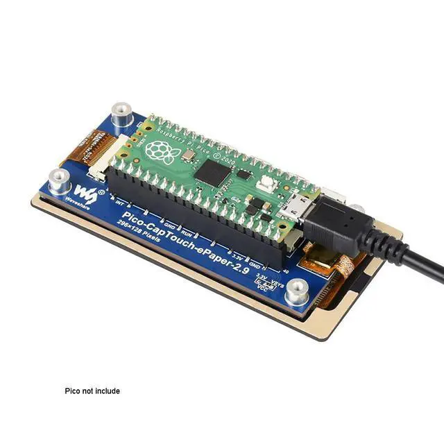 Alt view image 3 of 6 - 2.9inch Touch E-Paper Module for Raspberry Pi Pico, 5-Points Touch, 296×128 Pixels, Support Partial Refresh, Black/White, SPI Interface