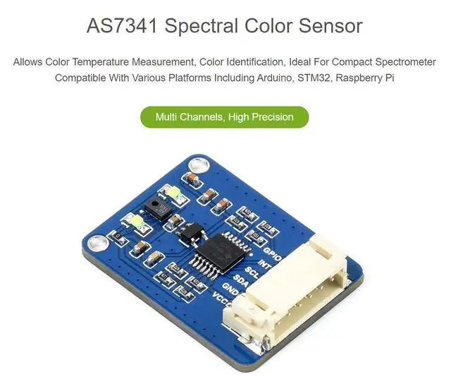 Alt view image 4 of 7 - AS7341 Spectral Color Sensor Module for Raspberry Pi/STM32, Visible Spectrum Sensor, Multi Channels, High Precision, I2C Control Interface