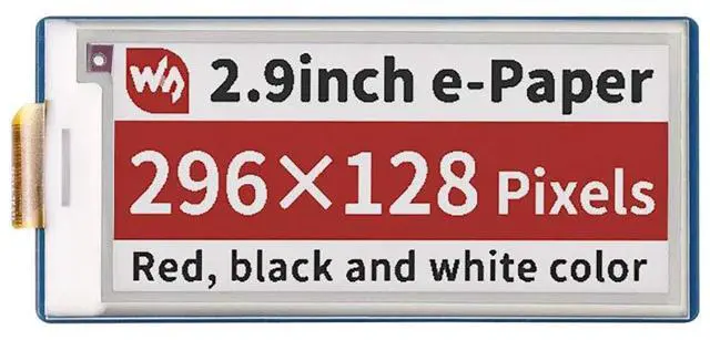 Main image of 2.9inch E-Paper E-Ink Display Module (B) HAT for Raspberry Pi Pico, 296×128 Pixels,SPI Interface, Red/Black/White Three Color, Directly Plug