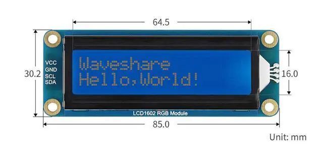 Alt view image 7 of 7 - LCD1602 RGB Module Fits Raspberry Pi/Pi Pico, 16x2 Characters LCD, RGB Backlight, 3.3V/5V Compatible, I2C Bus