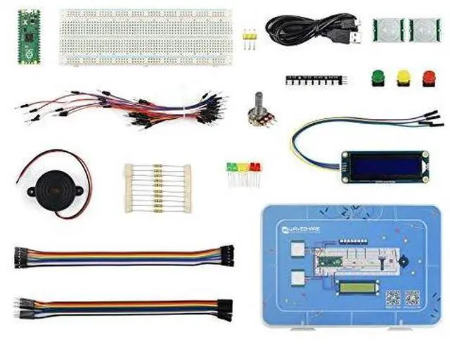 Main image of for Raspberry Pi Pico Basic Kit Pack, MicroPython Programming Learning Kit with The Pico+ Breadboard +LCD1602 RGB Module + PIR Sensor+RGB LED,etc