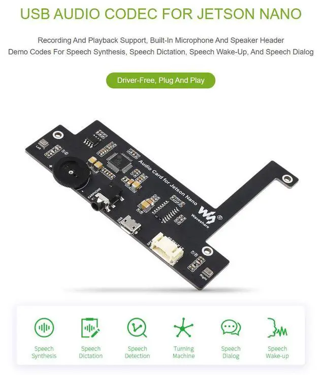 Alt view image 4 of 7 - USB Audio CodecFor Jetson Nano Support Recording and Playback, USB Sound Card with Speaker Header, No Need Driver, Plug and Play