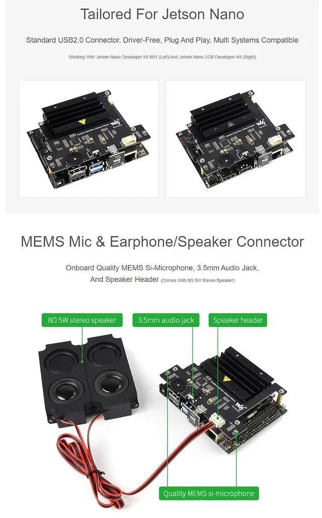 Alt view image 6 of 7 - USB Audio CodecFor Jetson Nano Support Recording and Playback, USB Sound Card with Speaker Header, No Need Driver, Plug and Play