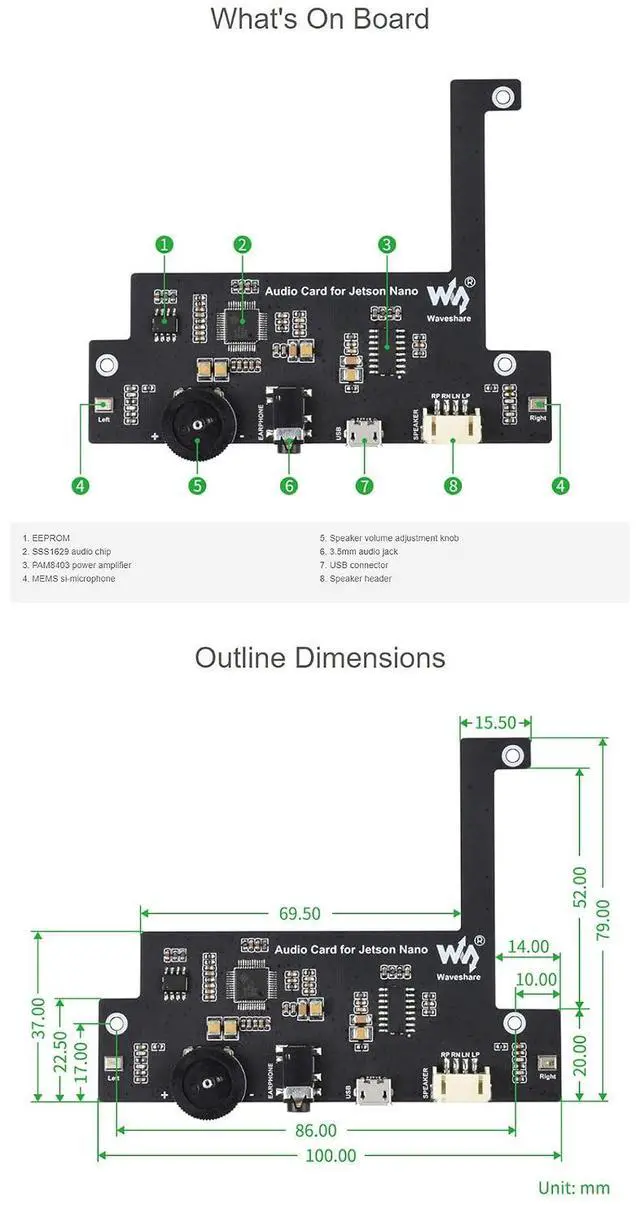 Alt view image 7 of 7 - USB Audio CodecFor Jetson Nano Support Recording and Playback, USB Sound Card with Speaker Header, No Need Driver, Plug and Play