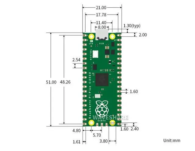 Alt view image 7 of 7 - for Raspberry Pi Pico Flexible Microcontroller Board Based Pi RP2040 Chip Featured Dual-core ARM Cortex M0+with Flexible Clock Running up to 133 MHz