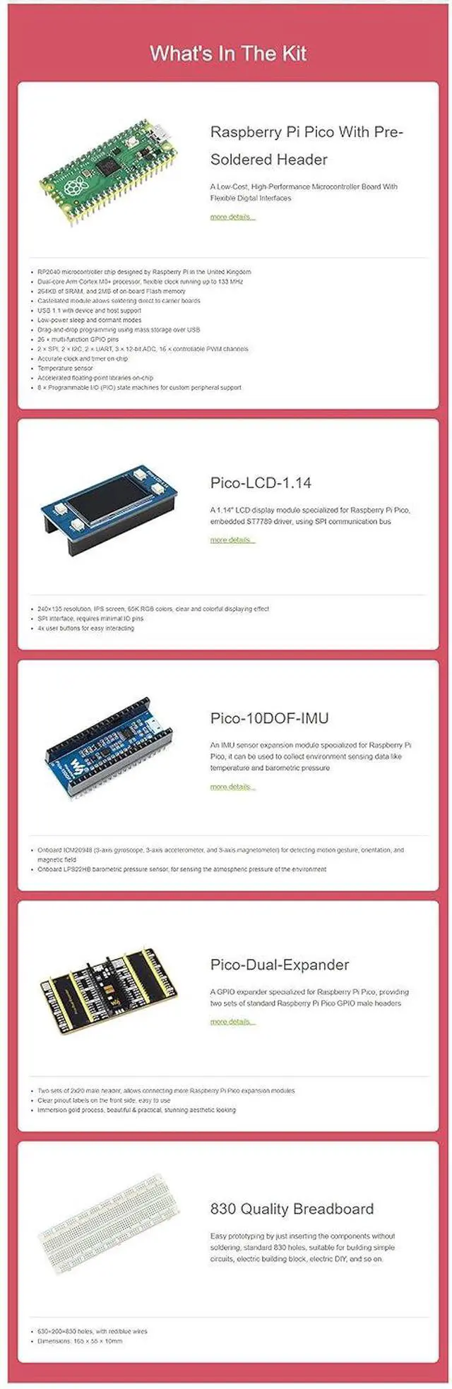 Alt view image 7 of 7 - for Raspberry Pi Pico Evaluation Kit Package B Include The Pico + Color LCD + IMU Sensor + GPIO Expander