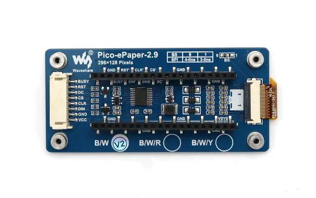 Alt view image 3 of 7 - 2.9inch E-Paper E-Ink Display Module for Raspberry Pi Pico, 296×128 Pixels, Two Colors Black/White, SPI Interface Support Partial Refresh