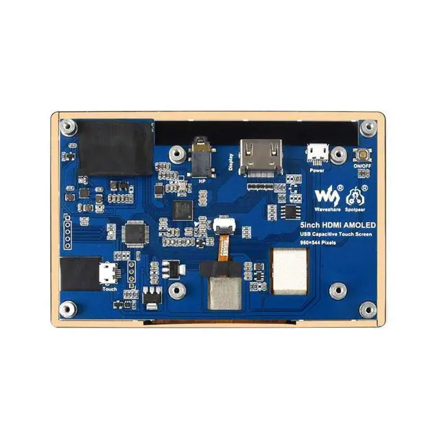 Alt view image 2 of 7 - 5inch Capacitive Touch AMOLED Display for Jetson Nano/Raspbrery Pi, 960×544, HDMI Screen, Fully Laminated Toughened Glass Cover