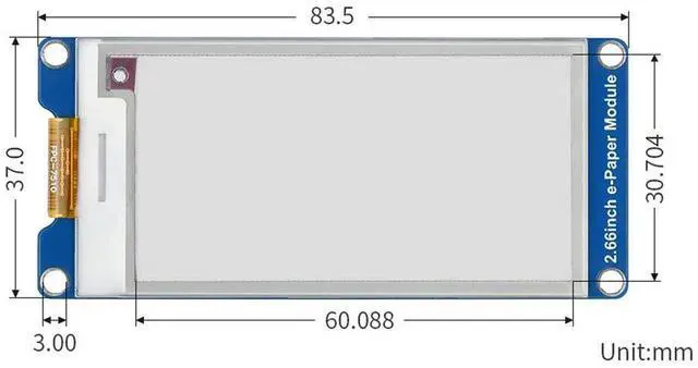 Alt view image 7 of 7 - 2.66inch E-Paper E-Ink Display Module (B) for Raspberry Pi/Jetson Nano, 296×152 Pixels, SPI Interface,Red/Black/White Three-Color