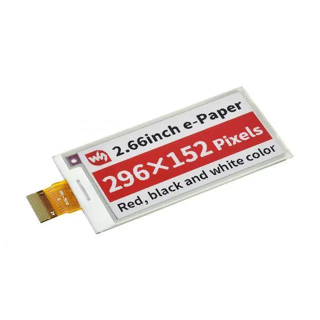 Alt view image 3 of 7 - 2.66inch E-Paper (B) E-Ink Raw Display Without PCB, 296×152 Pixels, Three-Color Red/Black/White, SPI Interface