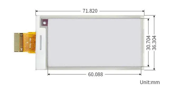 Alt view image 7 of 7 - 2.66inch E-Paper (B) E-Ink Raw Display Without PCB, 296×152 Pixels, Three-Color Red/Black/White, SPI Interface