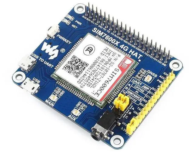 Main image of 4G/3G/2G/GSM/GPRS/GNSS HAT for Raspberry Pi/Jetson Nano Based SIM7600G-H Support LTE CAT4 for Dial-up, Phone Call, SMS, MMS, Mail, TCP, UDP, DTMF, HTTP, FTP Global Position