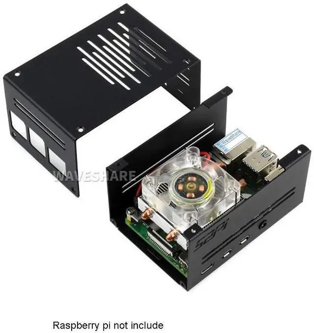 Alt view image 2 of 7 - Firm Metal Case for Raspberry Pi 4 B Low-Profile ICE Tower Cooling Fan Inside Better Protection & Heat Dissipation