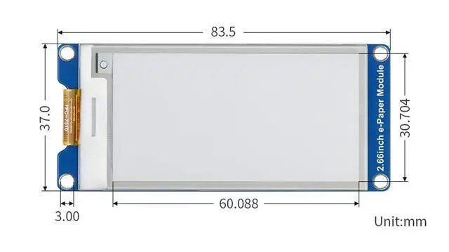 Alt view image 7 of 7 - 2.66inch E-Paper E-Ink Display HAT for Raspberry Pi/Jetson Nano, 296×152 Pixels e-Paper Module, Black/White Dual-Color, SPI Interface