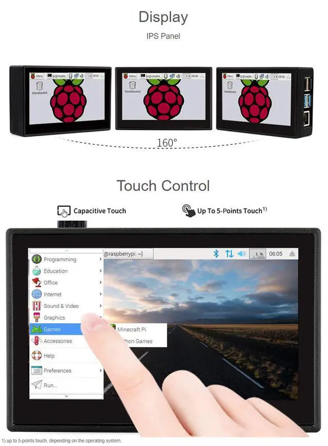 Alt view image 5 of 7 - 4.3inch Capacitive Touch Display for Raspberry Pi 4B/3B+/3B IPS Screen Wide Angle MIPI DSI Interface Up to 5-Points Touch Driver No Need with Case&Cooling Fan