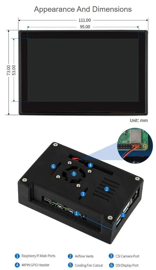 Alt view image 6 of 7 - 4.3inch Capacitive Touch Display for Raspberry Pi 4B/3B+/3B IPS Screen Wide Angle MIPI DSI Interface Up to 5-Points Touch Driver No Need with Case&Cooling Fan