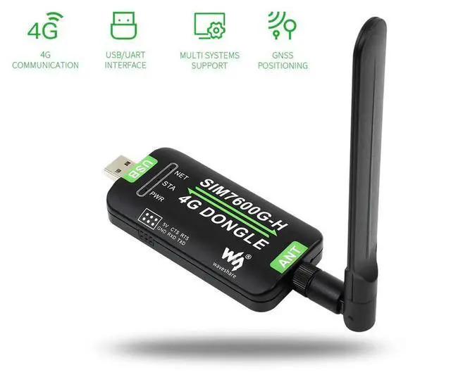 Alt view image 4 of 7 - Industrial Grade SIM7600G-H 4G DONGLE with Antenna,4G Communication,GNSS Positioning, 2G/3G/4G Network Connection, Global Band