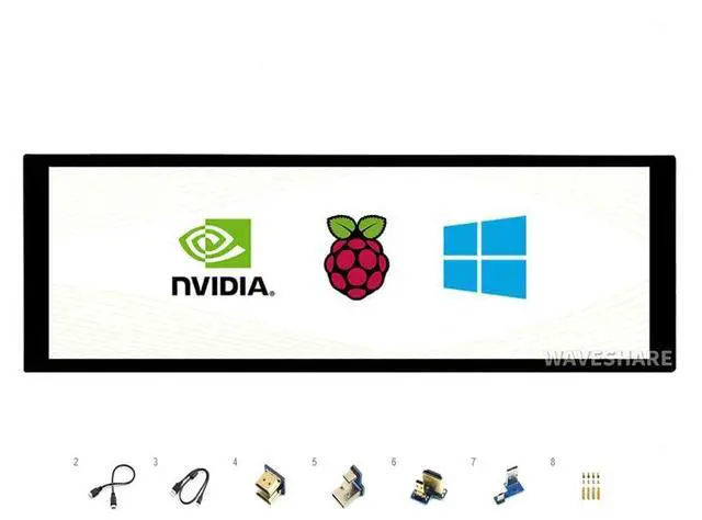 Main image of 7.9inch Capacitive Touch Screen LCD Display Fits Raspberry pi/Jetson Nano/PC, 400×1280, HDMI, IPS, Toughened Glass Cover