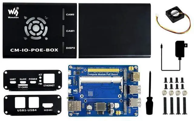 Main image of Mini-Computer Add-ons Based on for Raspberry Pi Compute Module CM3 / CM3L / CM3+ / CM3+L with Expansion Board, Metal Case, Power Supply and Cooling Fan to Make Mini-Computer
