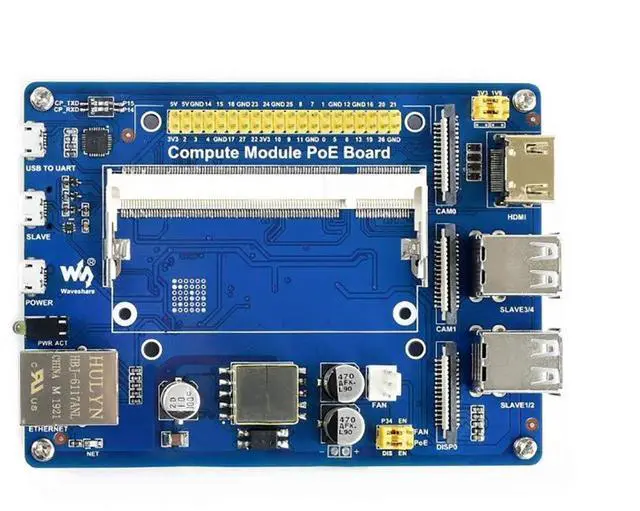 Main image of Compute Module IO Board with PoE Feature Composite Breakout Board for Developing with Pi CM3 / CM3L / CM3+ / CM3+L with GPIO Header for Sorts of Raspberry Pi Hats