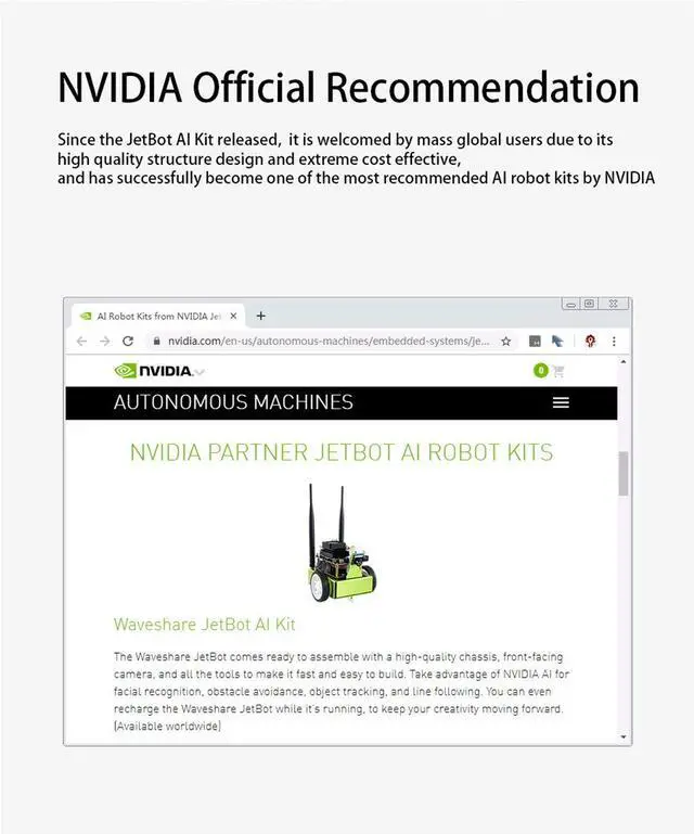 Alt view image 3 of 6 - JetBot AI Kit Accessories Add-ons for NVIDIA Jetson Nano to Build JetBot(Literally Smart Robot)