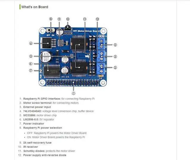 Alt view image 5 of 5 - for Raspberry Pi Motor Driver Expansion Module Board DC Motor Stepper Motor Driver with Freescale H-Bridge Driver MC33886 for DIY Mobile Robot Remote Control