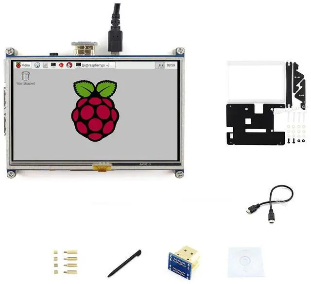 Main image of 5inch HDMI LCD Resistive Touch Screen Display 800x480 High Resolution Monitor HDMI Interface Fits Raspberry Pi with Bicolor Holder Case Lower Power Consumption
