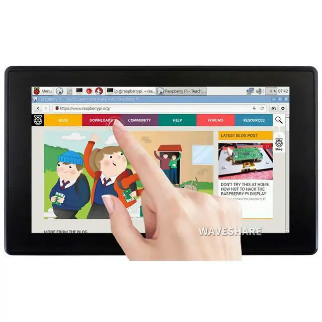 Alt view image 2 of 7 - 7inch HDMI LCD (H) (with case) 1024x600 Monitor IPS Capacitive Touch Screen Display with Toughened Glass Cover Supports Raspberry Pi/Jetson Nano/PC/Game Console